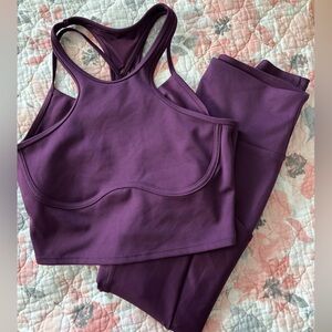 Alo Dark Plum Ribbed Airlift Enchanted Set